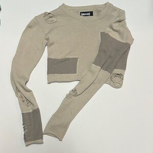 Distressed Beige Sweater